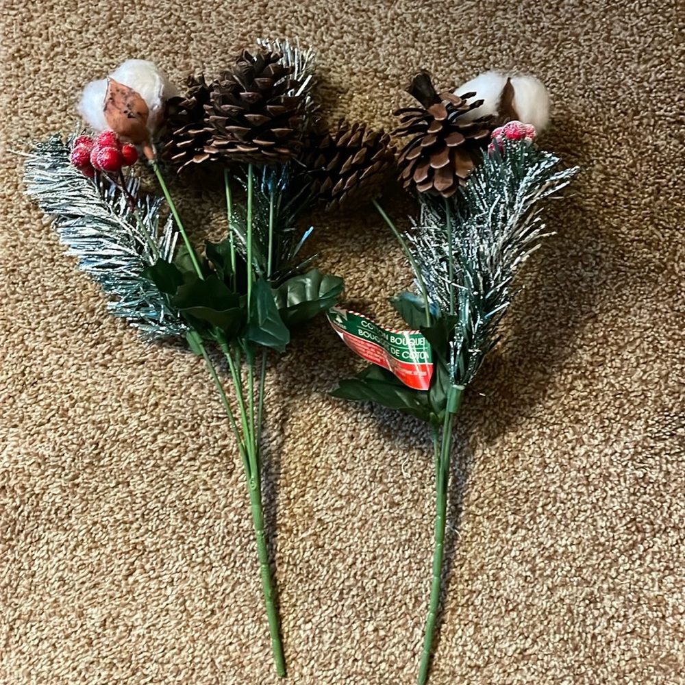 2 Christmas Cotton Bouquets